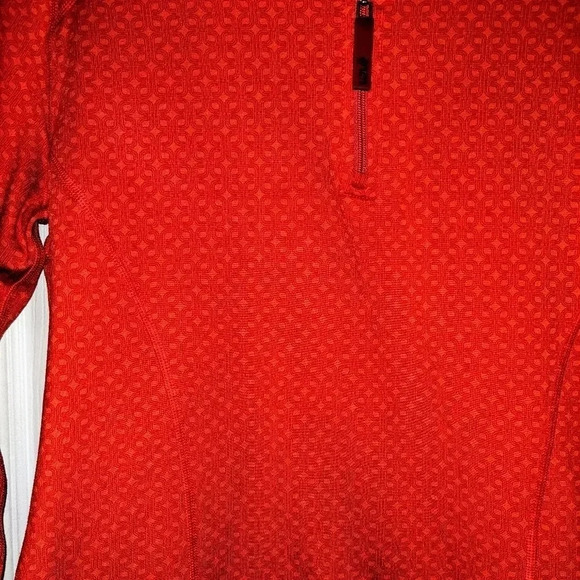 Lole Women's 1/4 Zip Long Sleeve Size Medium Paprika Orange Reflective Athletic - Picture 3 of 10